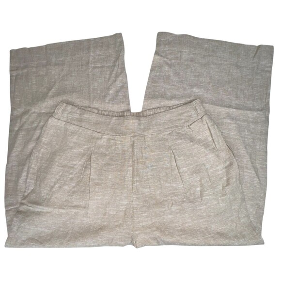 Ella Moss Womens X-Large Tan Linen Blend Wide Leg Ankle Boho Flowy Baggy Pants - Picture 4 of 8